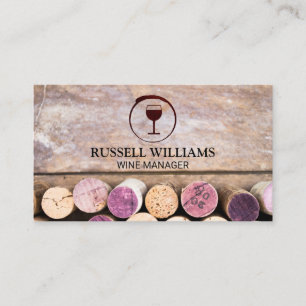 Roter Weinstock Weinglas Korken an der Tabelle Visitenkarte