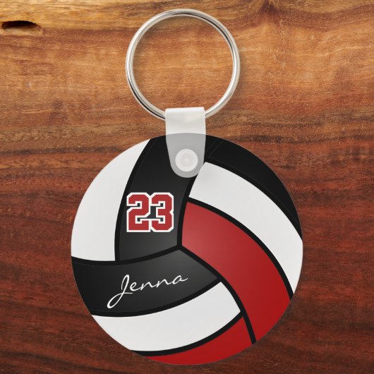 Roter, Weiß und Schwarzer Volleyball - Anpassen Schlüsselanhänger (Rückseite)