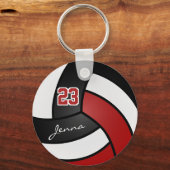 Roter, Weiß und Schwarzer Volleyball - Anpassen Schlüsselanhänger (Vorderseite)