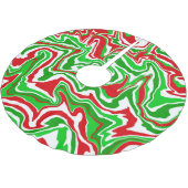 Roter weiße und grüne Weihnachtswirbel Polyester Weihnachtsbaumdecke (Schrägansicht)