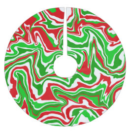 Roter weiße und grüne Weihnachtswirbel Polyester Weihnachtsbaumdecke
