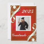 Roter Weißer Abschluss 2025 Einladung (Vorderseite)