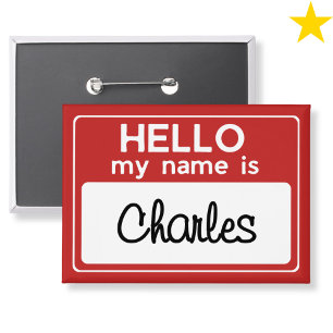 Roter Weißer Benutzerdefinierter Name Hallo Mein N Button