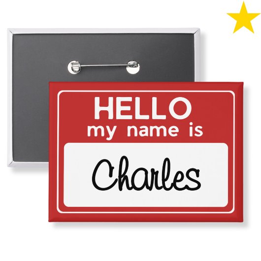 Roter Weißer Benutzerdefinierter Name Hallo Mein N Button