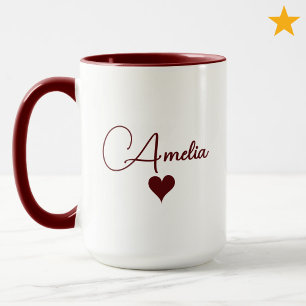 Roter Weißer Benutzername Kursiv-Typografie Herz Tasse
