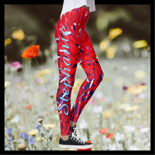 Roter weißer blauer abstrakter, personalisierter leggings