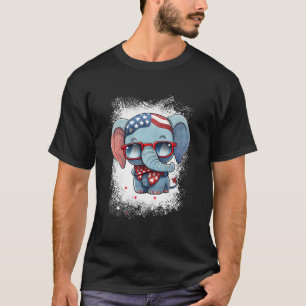 Roter Weißer Blauer Elefant Amerikanische Flagge 4 T-Shirt