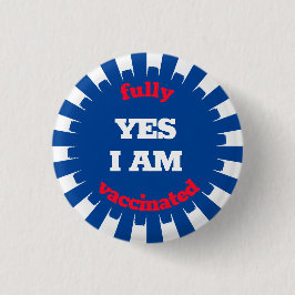 Roter weißer blauer Impfknopf Button