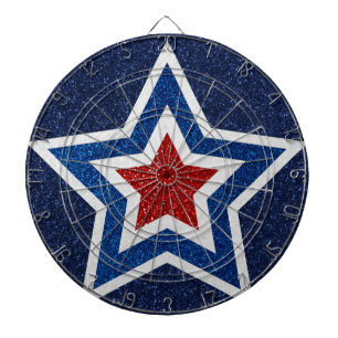 Roter, Weißer, Blauer Stern Juli 4 Glitter Dartscheibe