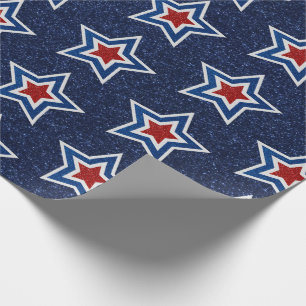 Roter, Weißer, Blauer Stern Juli 4 Glitter Geschenkpapier
