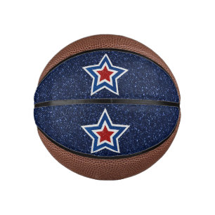 Roter, Weißer, Blauer Stern Juli 4 Glitter Mini Basketball