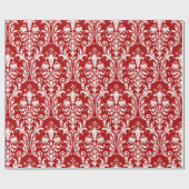 Roter weißer Blumenwirbel Damask Geschenkpapier (Flach)
