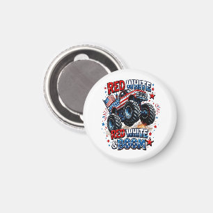 Roter Weißer Boom-Monstertruck Magnet