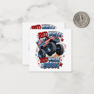 Roter Weißer Boom-Monstertruck Mitteilungskarte