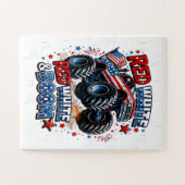 Roter Weißer Boom-Monstertruck Puzzle (Horizontal)
