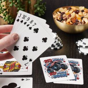 Roter Weißer Boom-Monstertruck Spielkarten