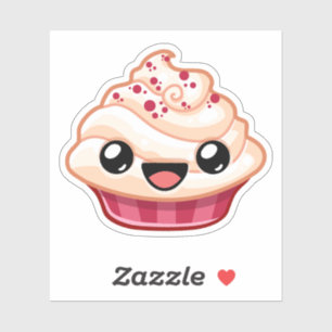 Roter/Weißer Cupcake - Happy Jump Aufkleber