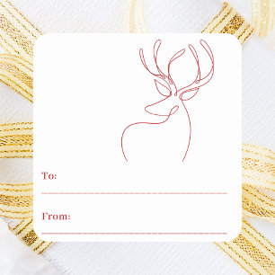 Roter weißer Doodle-Rentier moderner Weihnachten Quadratischer Aufkleber