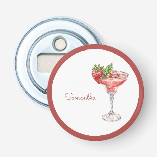 Roter Weißer Erdbeercocktail-Getränk Flaschenöffner (Vorderseite)