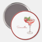 Roter Weißer Erdbeercocktail Magnet (Vorderseite/Rückseite)