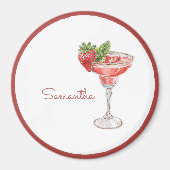 Roter Weißer Erdbeercocktail Magnet (Vorne)