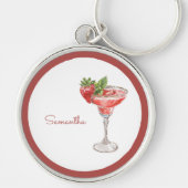 Roter Weißer Erdbeercocktail Schlüsselanhänger (Vorne)