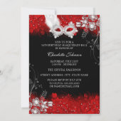 Roter weißer Funkelmasquerade Sweet 16 Einladung (Rückseite)