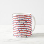 Roter Weißer Glitzer Blaue Stars Streifen Kaffeetasse (VorderseiteRechts)