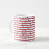 Roter Weißer Glitzer Blaue Stars Streifen Kaffeetasse (Vorderseite Links)