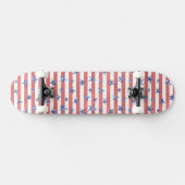 Roter Weißer Glitzer Blaue Stars Streifen Skateboard (Horizontal)
