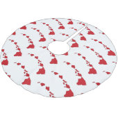 Roter, weißer Hawaii Polyester Weihnachtsbaumdecke (Schrägansicht)