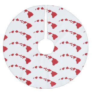 Roter, weißer Hawaii Polyester Weihnachtsbaumdecke
