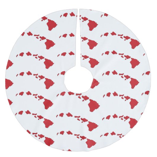 Roter, weißer Hawaii Polyester Weihnachtsbaumdecke (Vorderseite)