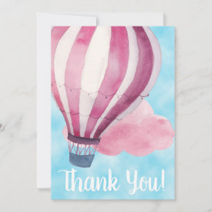 Roter Weißer Heißluftballon am blauen Himmel Danke