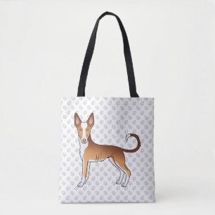 Roter & Weißer Ibizan Hound glatthaariger Hund und Tasche