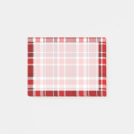 Roter weißer karierter Tartan Post-it Klebezettel (Vorderseite)