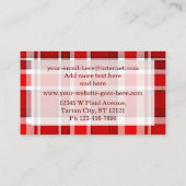 Roter weißer karierter Tartan Visitenkarte (Rückseite)
