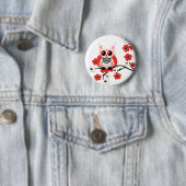 Roter weißer Kirschblüten-Eulen-Knopf Button (Beispiel)