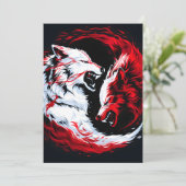 Roter Weißer Kosmischer Wolf Krieger Ankündigung (Stehend Vorderseite)