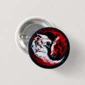 Roter Weißer Kosmischer Wolf Krieger Button (Vorne & Hinten)