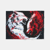 Roter Weißer Kosmischer Wolf Krieger Fleecedecke (Vorderseite (Horizontal))