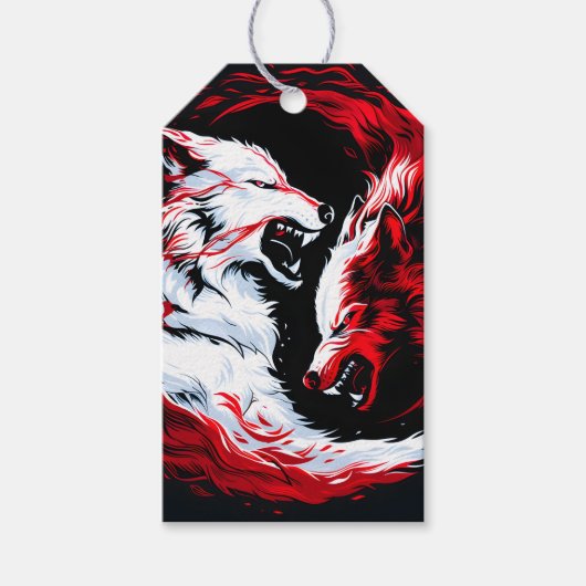 Roter Weißer Kosmischer Wolf Krieger Geschenkanhänger (Vorderseite)