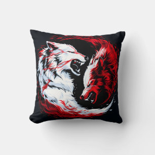 Roter Weißer Kosmischer Wolf Krieger Kissen