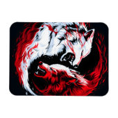 Roter Weißer Kosmischer Wolf Krieger Magnet (Horizontal)