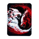 Roter Weißer Kosmischer Wolf Krieger Magnet (Vertikal)