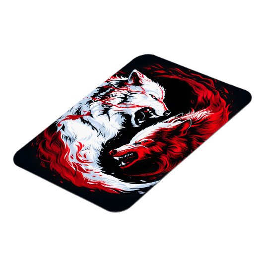 Roter Weißer Kosmischer Wolf Krieger Magnet (Linke Seite)