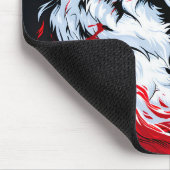 Roter Weißer Kosmischer Wolf Krieger Mousepad (Ecke)