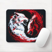 Roter Weißer Kosmischer Wolf Krieger Mousepad (Mit Mouse)
