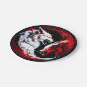 Roter Weißer Kosmischer Wolf Krieger Pappteller (Schrägansicht)