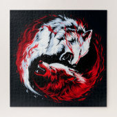Roter Weißer Kosmischer Wolf Krieger Puzzle (Horizontal)
